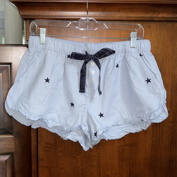 NWT Aerie Ruffle Hem Blue Star Boxer Pajama Shorts - Picture 4 of 7